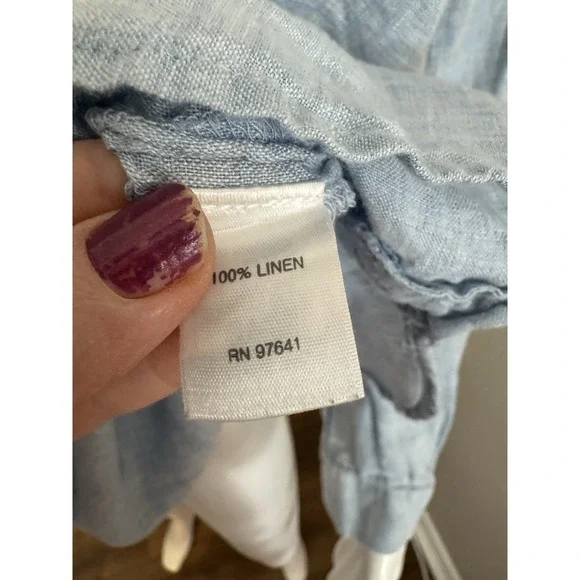 J Jill Linen 2X Top Women Button Down Boho Beach Classic - Picture 3 of 9